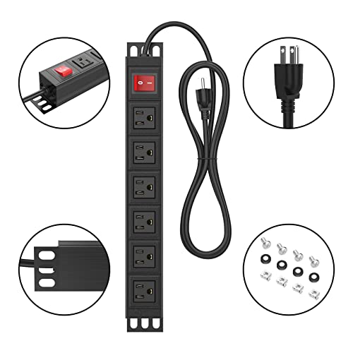 20PCS 6 Outlet Power Strip, Metal Mountable Power Strip Surge Protector, Heavy Duty Wall Mount Power Outlet for Commercial, Industrial, Workshop