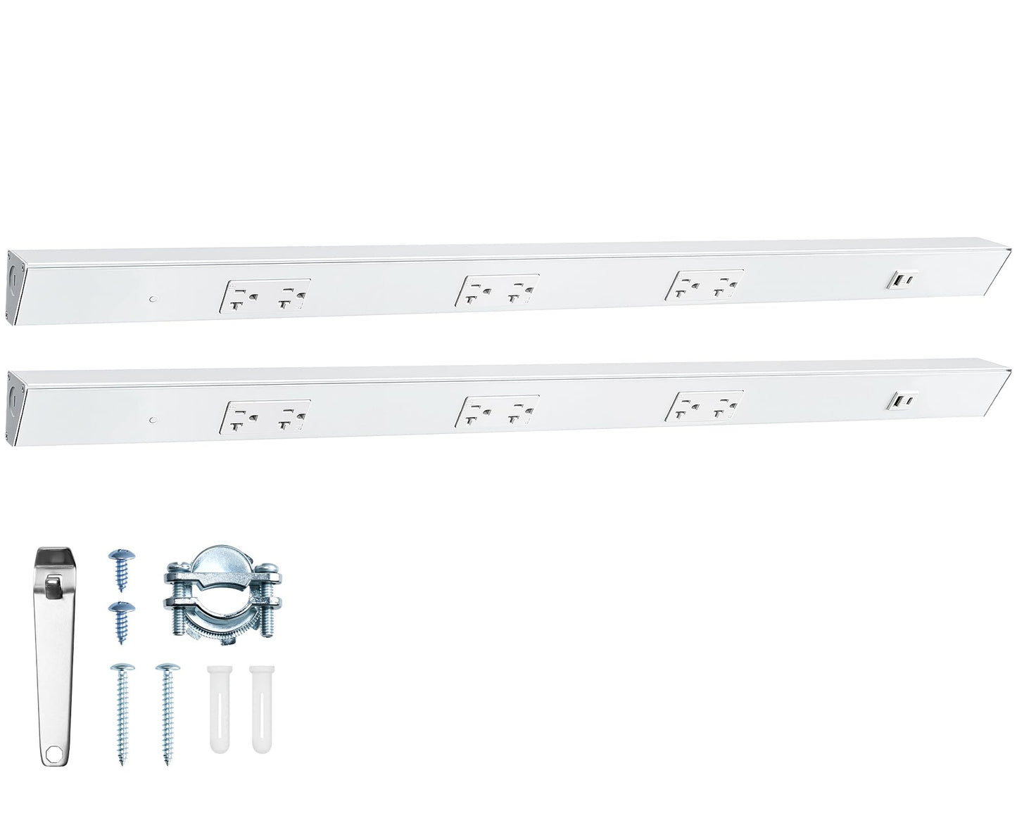 SURAIELEC 2-Pack 36 in Under Cabinet Hardwired Power Strip, Angled Trapezoid Design, 3×20A TR Outlets with USB-A & USB-C, Modular Extension System