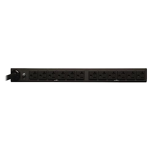 Tripp Lite Metered PDU, 30A, 12 Outlets (5-15/20R), 120V, L5-30P, 15 ft. Cord, 1U Rack-Mount Power (PDUMH30),Black