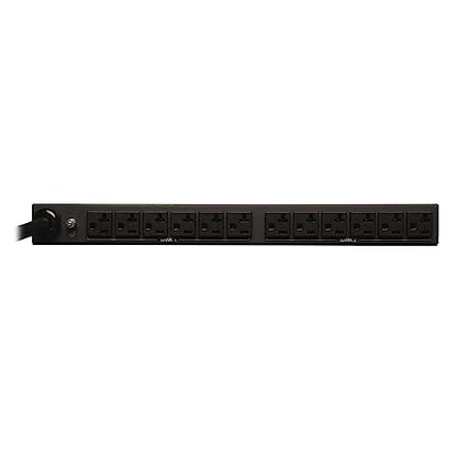 Tripp Lite Metered PDU, 30A, 12 Outlets (5-15/20R), 120V, L5-30P, 15 ft. Cord, 1U Rack-Mount Power (PDUMH30),Black