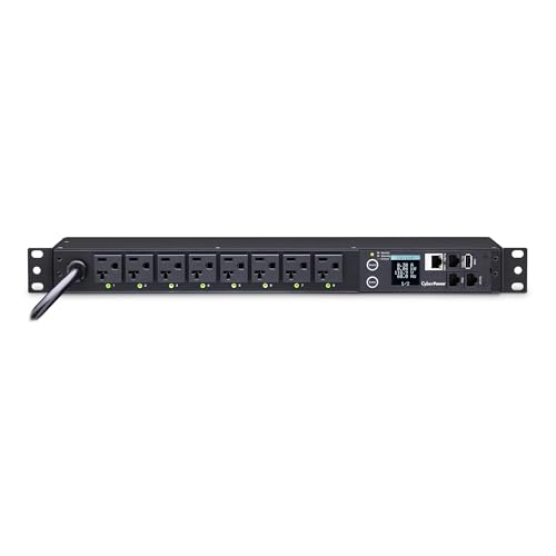 CyberPower PDU41002 Switched PDU, 100-120V/20A (Derated to 15A), 8 Outlets, 1U Rackmount