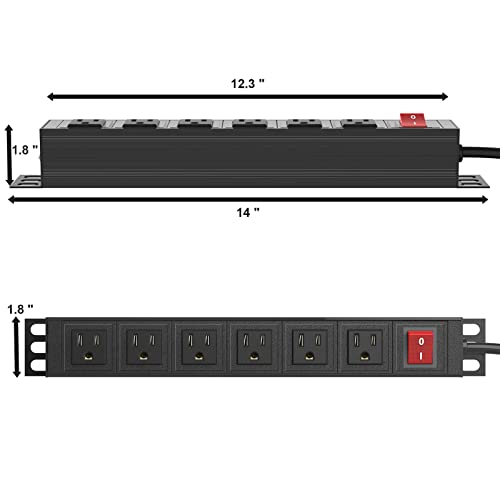 20PCS 6 Outlet Power Strip, Metal Mountable Power Strip Surge Protector, Heavy Duty Wall Mount Power Outlet for Commercial, Industrial, Workshop