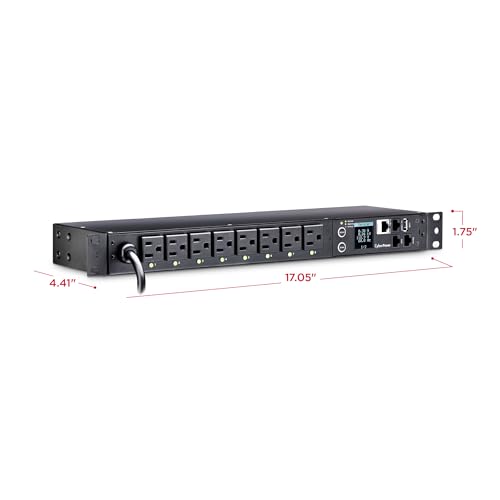 CyberPower PDU41001 Switched PDU, 100-120V/15A (Derated to 12A), 8 Outlets, 1U Rackmount