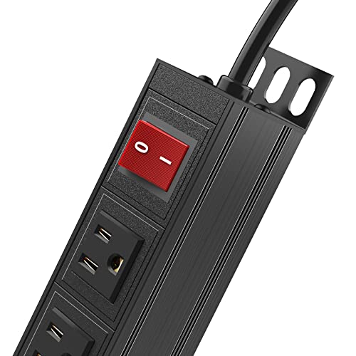 20PCS 6 Outlet Power Strip, Metal Mountable Power Strip Surge Protector, Heavy Duty Wall Mount Power Outlet for Commercial, Industrial, Workshop