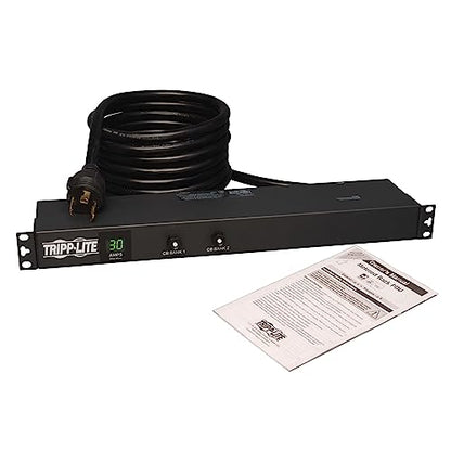 Tripp Lite Metered PDU, 30A, 12 Outlets (5-15/20R), 120V, L5-30P, 15 ft. Cord, 1U Rack-Mount Power (PDUMH30),Black