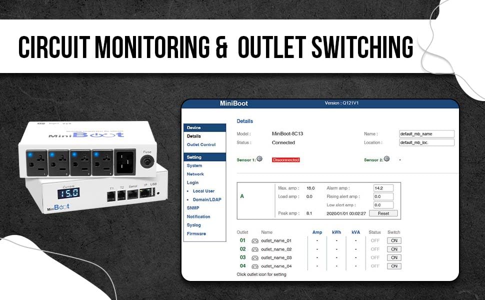 Smart PDU - IP Remote Reboot Power, 4 Switched NEMA 5-15R Outlets